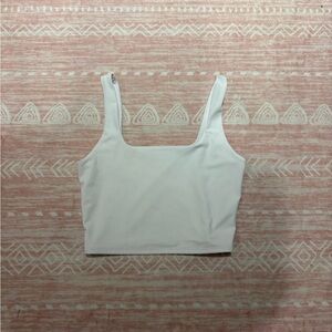 Plain white cropped tank top with square neck